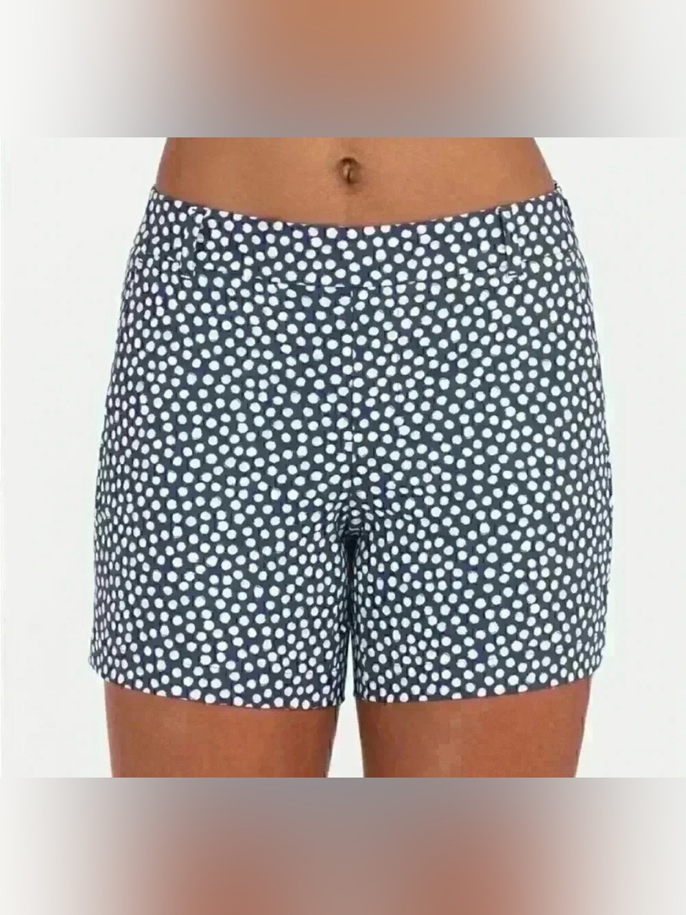 Like new! Spanx Womens Pull On Sunshine Shorts Navy White Polka Dot Size Medium
